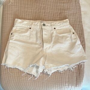 Reformation Charlie White Denim Distressed Women Shorts